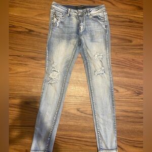 WAX Jean Women’s Light Blue Distressed Skinny Jeans Size 7